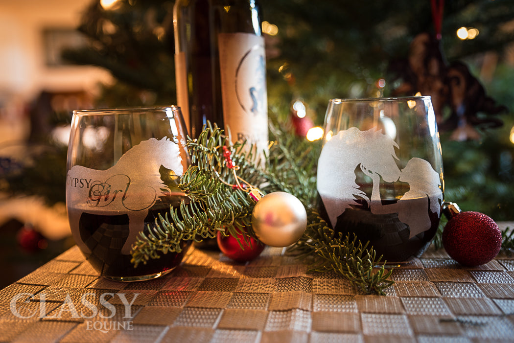 Gypsy Girl - Gypsy Horse Stemless Wine Glasses