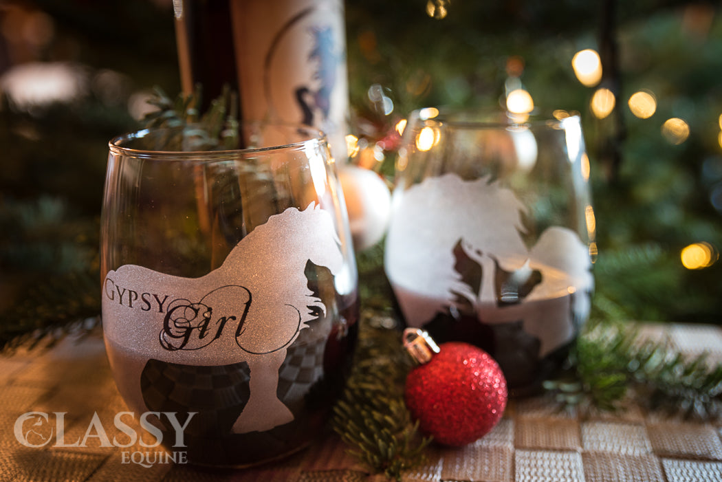 Gypsy Girl - Gypsy Horse Stemless Wine Glasses