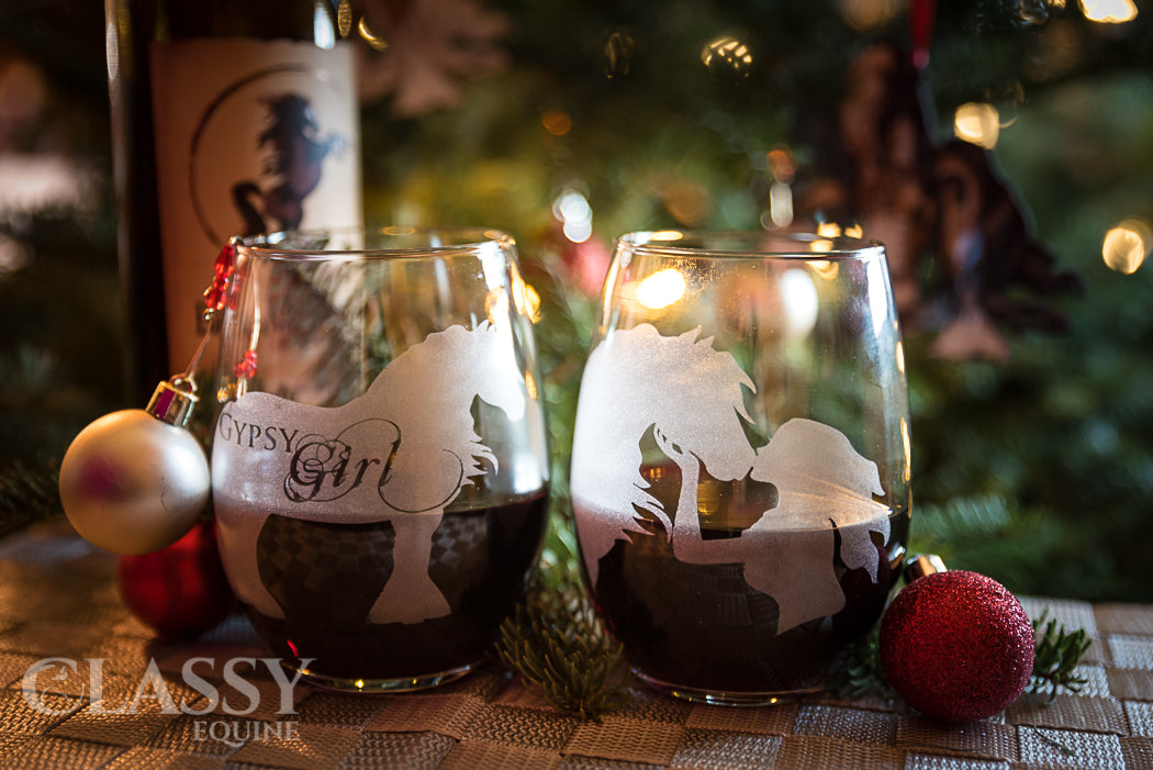 Gypsy Girl - Gypsy Horse Stemless Wine Glasses