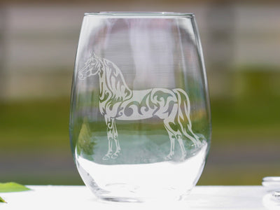 Morgan Horse Wine Glasses - Stemless 20 oz