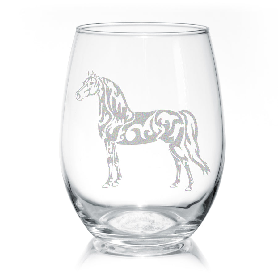 Morgan Horse Wine Glasses - Stemless 20 oz