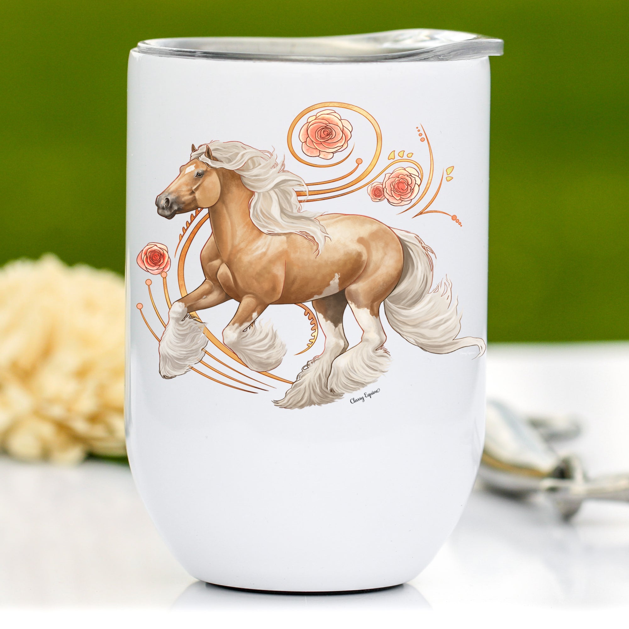 Palomino Gypsy Vanner Horse Wine Tumbler