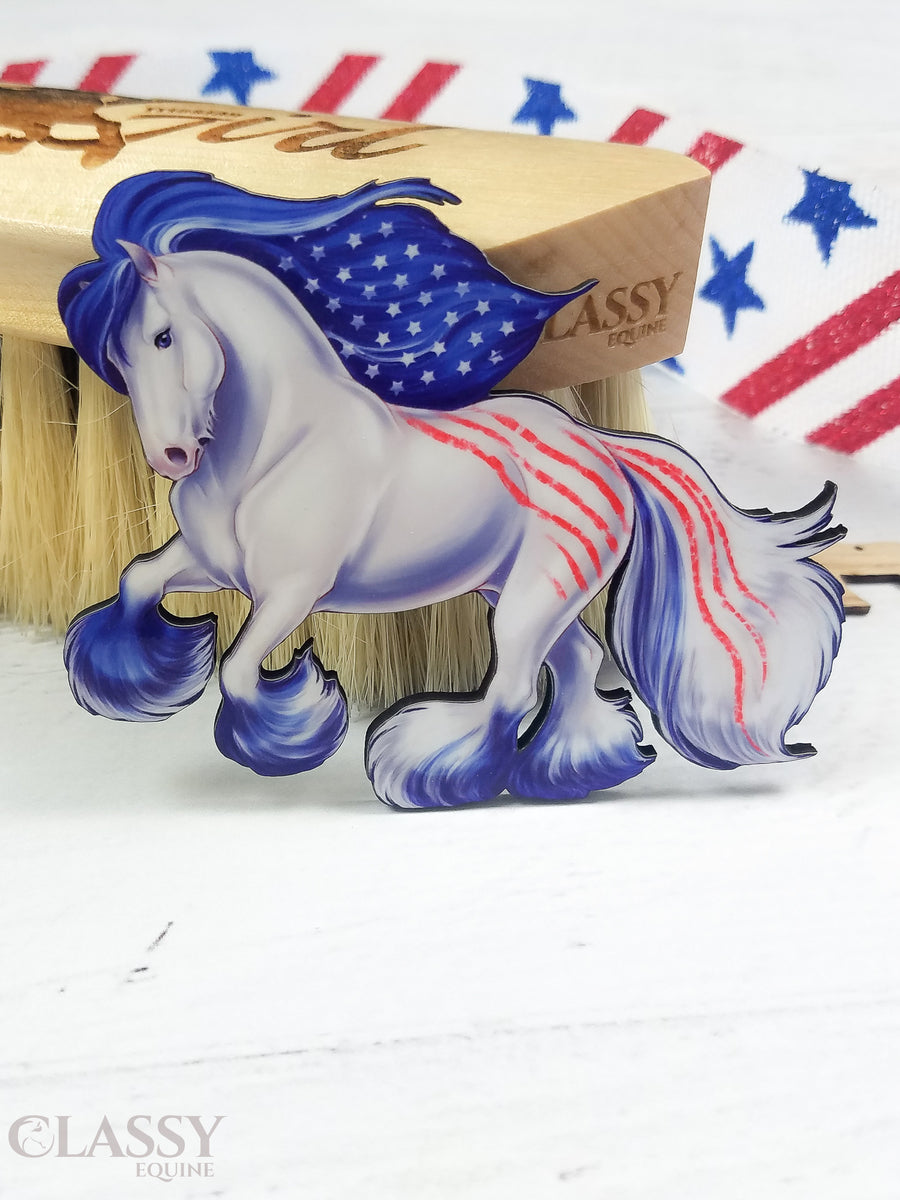 Patriotic Cantering Gypsy Horse Ornament