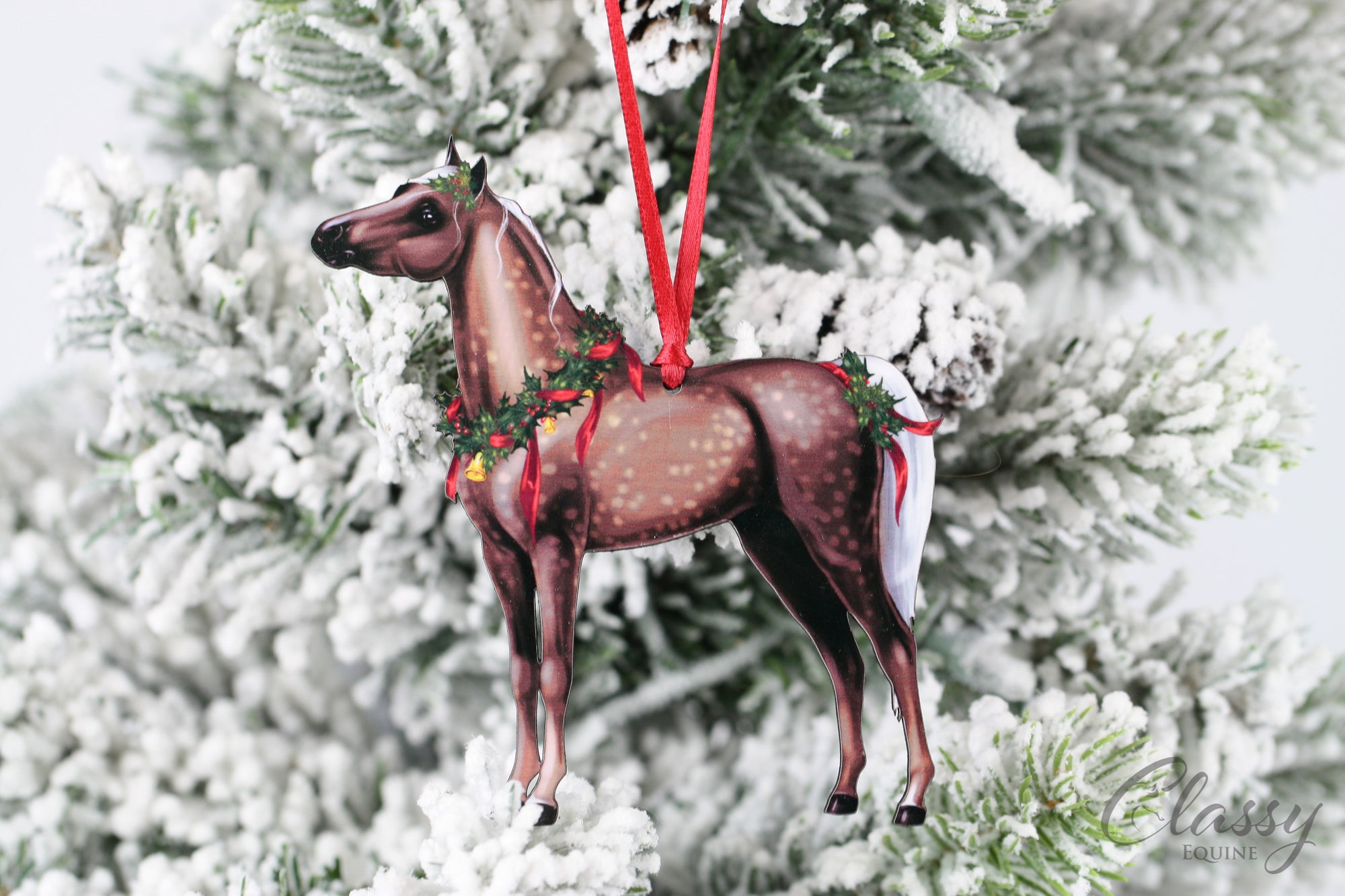 Silver Dapple Miniature Horse Christmas Ornament