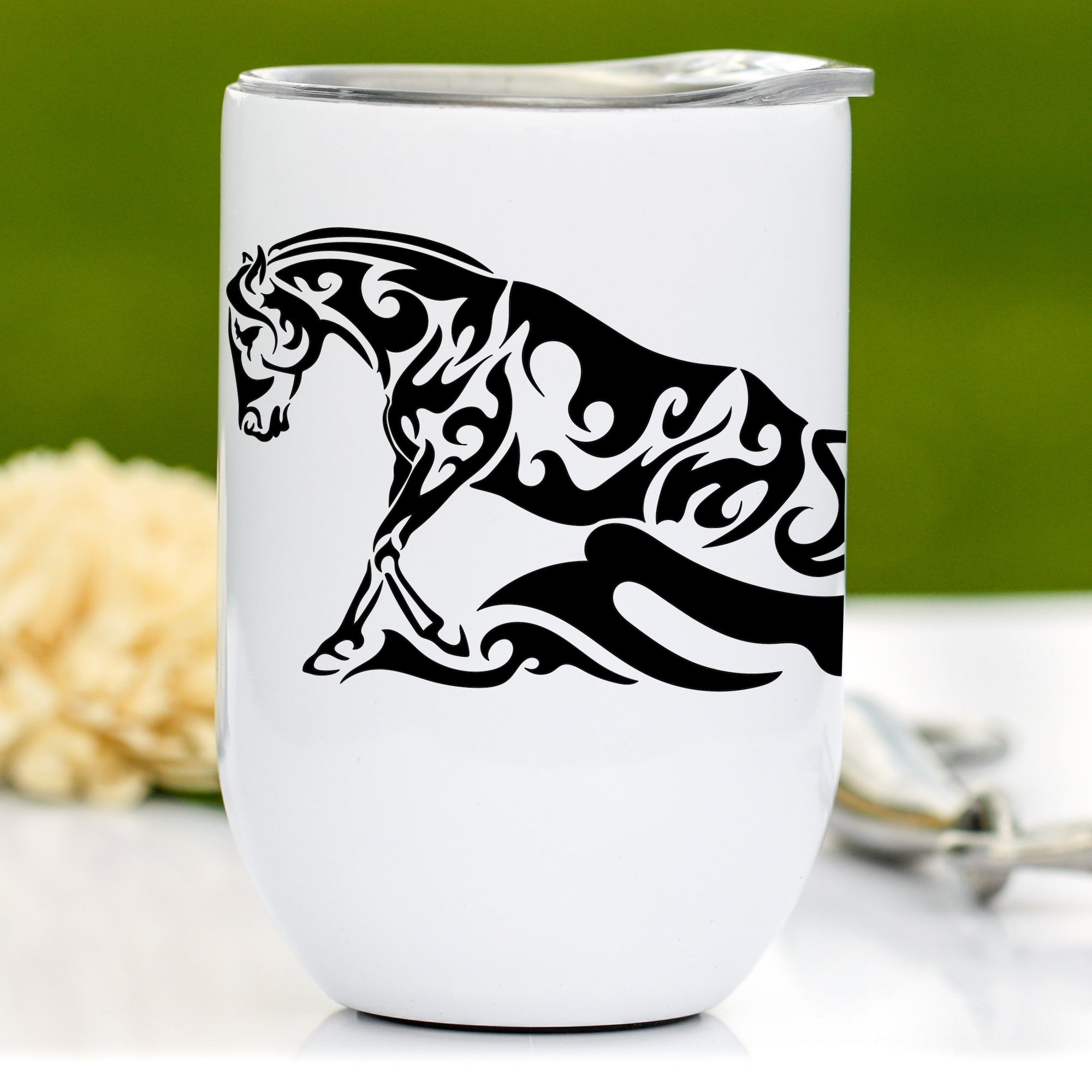 Reining Horse Wine Tumbler - Sliding Stop