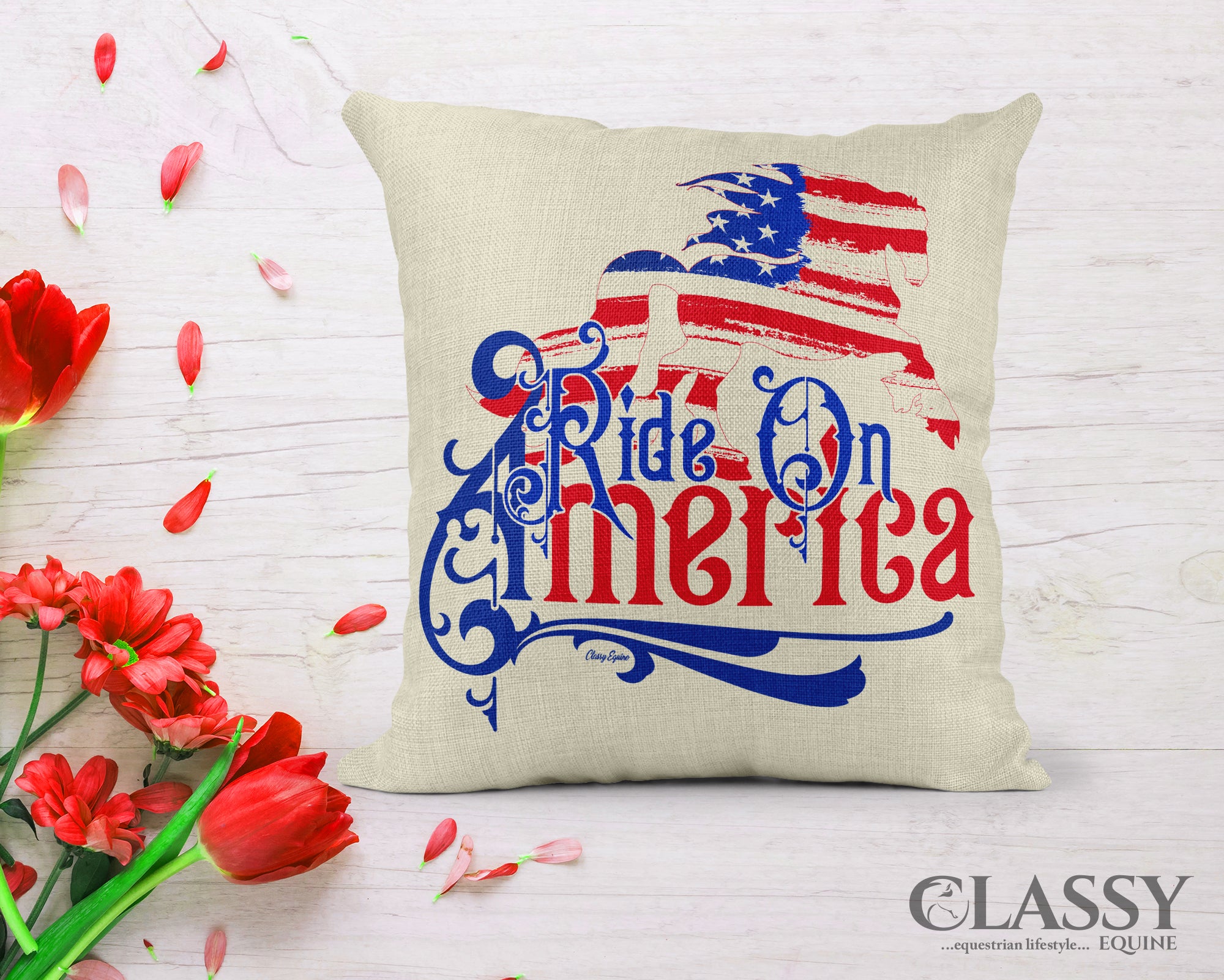 Friesian Horse Pillow Cover - Ride on America