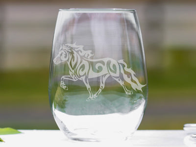 Icelandic Horse Stemless Wine Glasses
