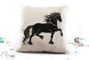 Friesian Horse Pillow Cover - Hopeful Trotting Friesian Horse