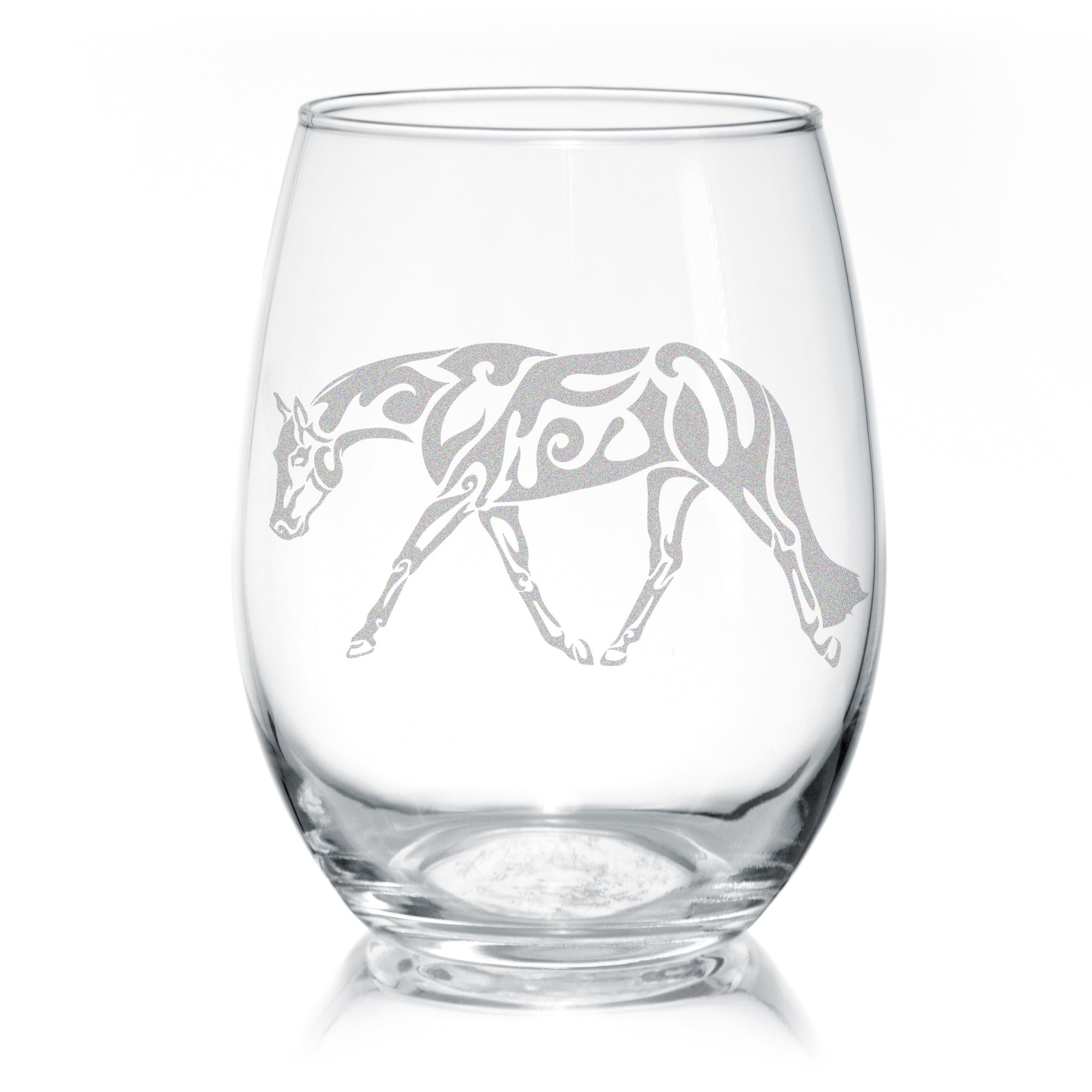 Tribal Western or English Pleasure Quarter Horse Wine Glasses - Stemless, 20 oz.