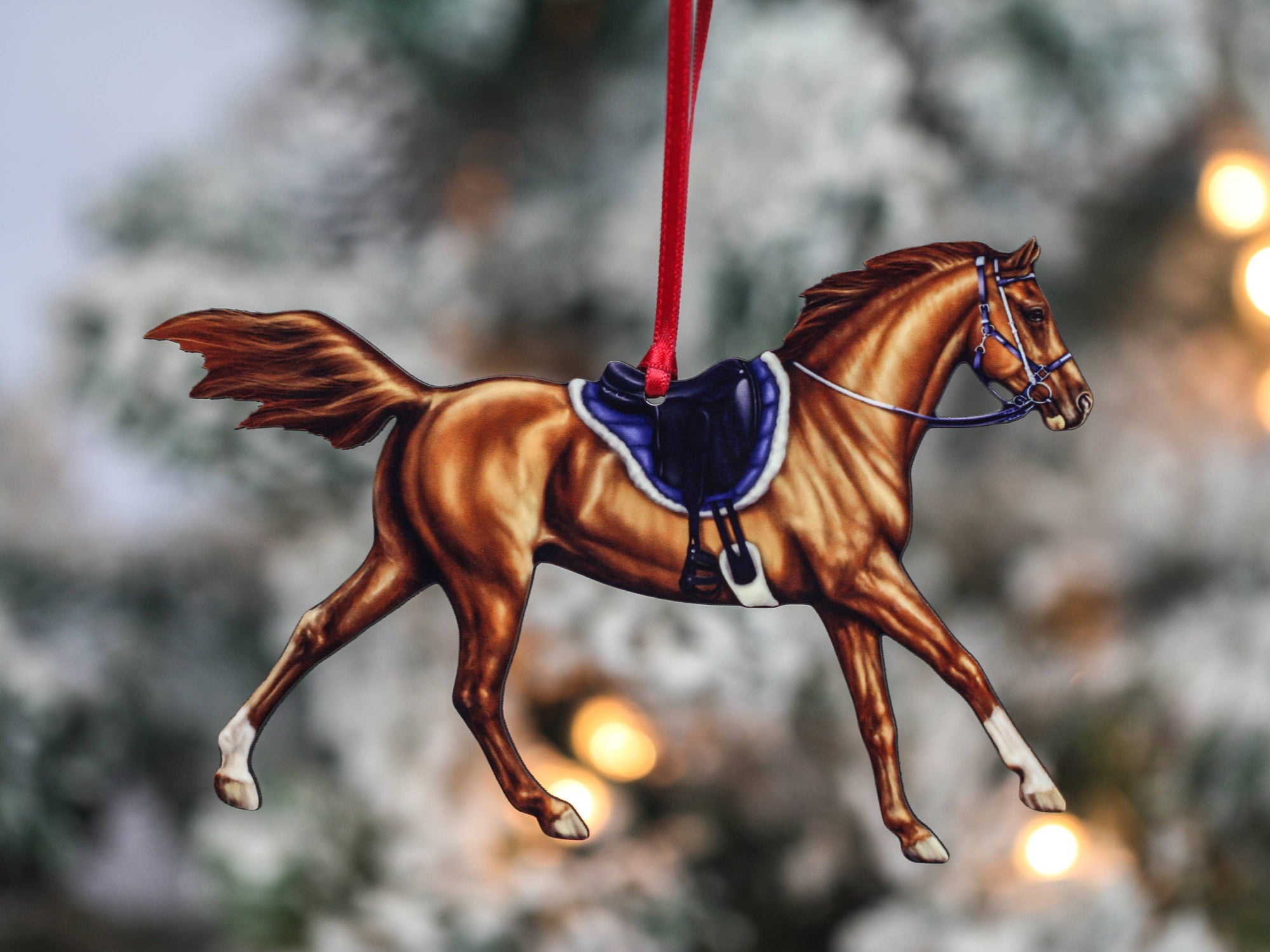 Chestnut Arabian endurance horse Christmas ornament by Classy Equine