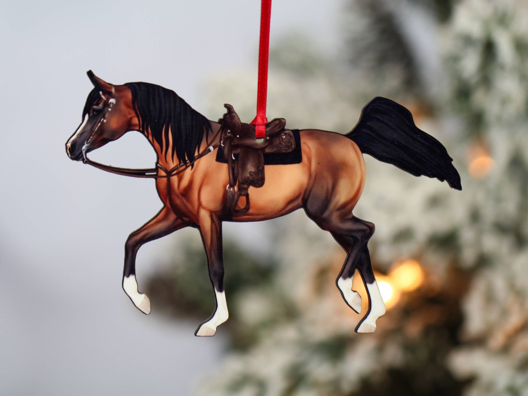 Bay Western riding Arabian horse Christmas ornament by Classy Equine