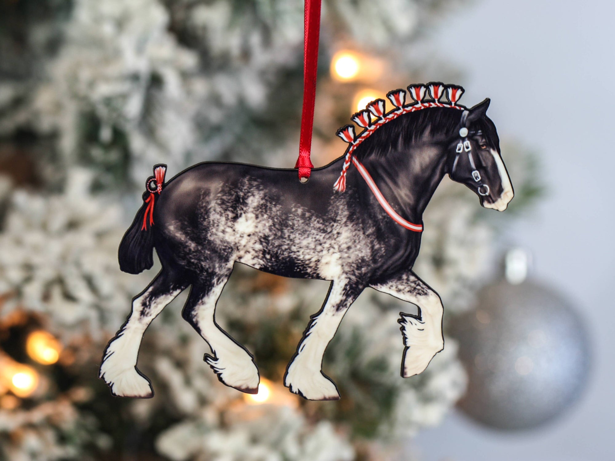 CHRISTMAS ORNAMENT BONNER'S GLASS BLACK HORSE