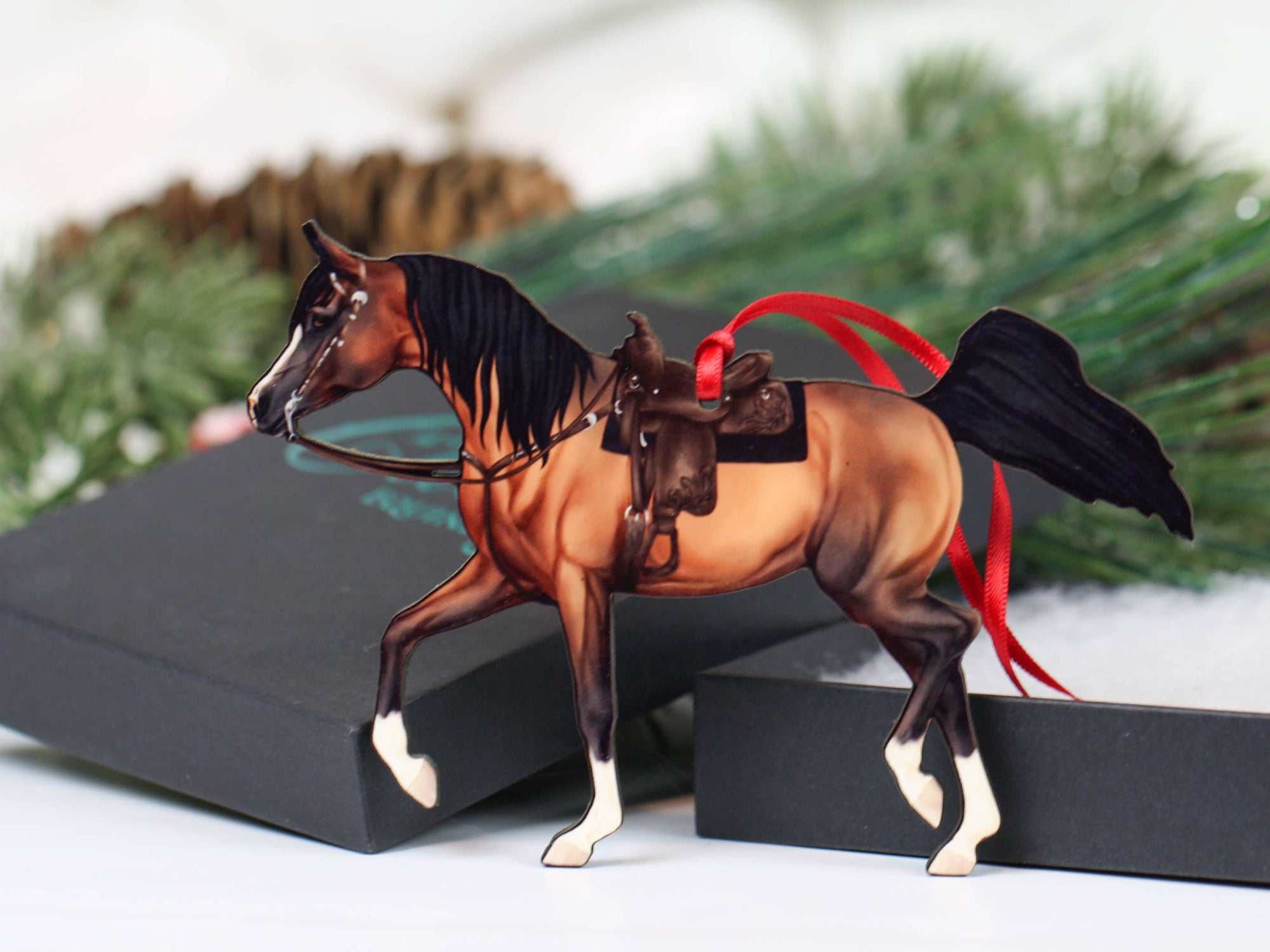 Bay Western riding Arabian horse Christmas ornament by Classy Equine