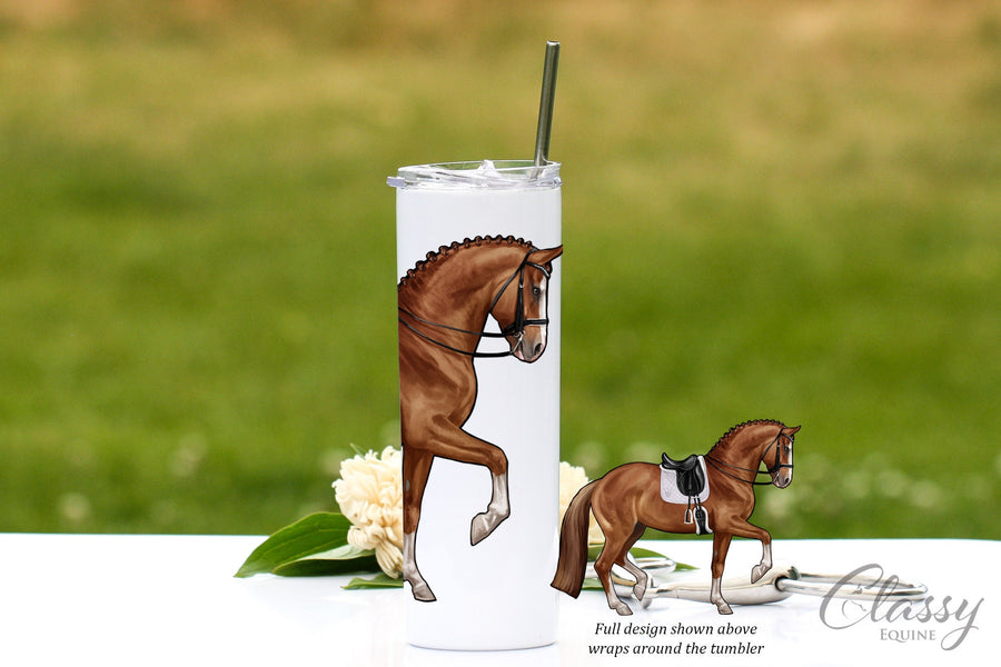 Dressage Horse Gifts for Women, Sport Horse Tumbler with Lid, Dressage Horse Gift Idea, Dressage Horse Travel Mug, Equestrian Gift, Chestnut