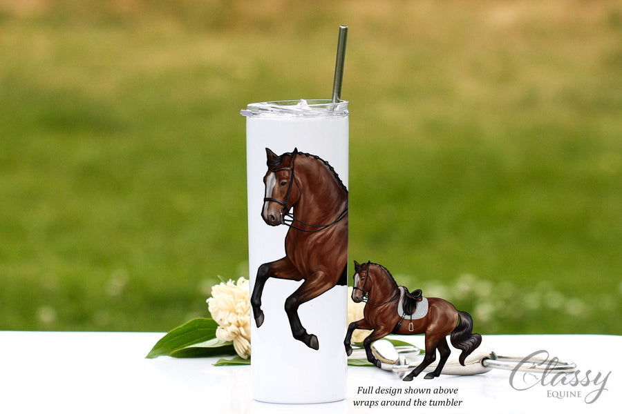 Dressage Horse Tumbler, Pirouette Dressage Horse Gifts, Equestrian Gifts for Women, Sport Horse Insulated Tumbler, Horse Coffee Mug, Bay