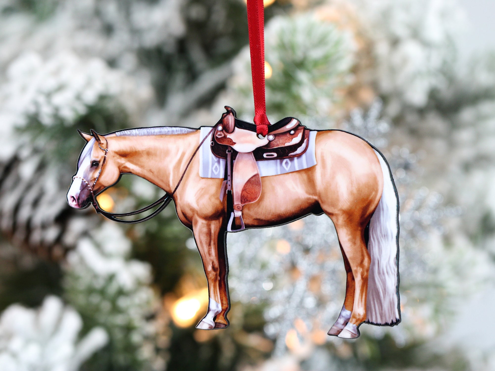 Palomino Western Quarter Horse Ornament